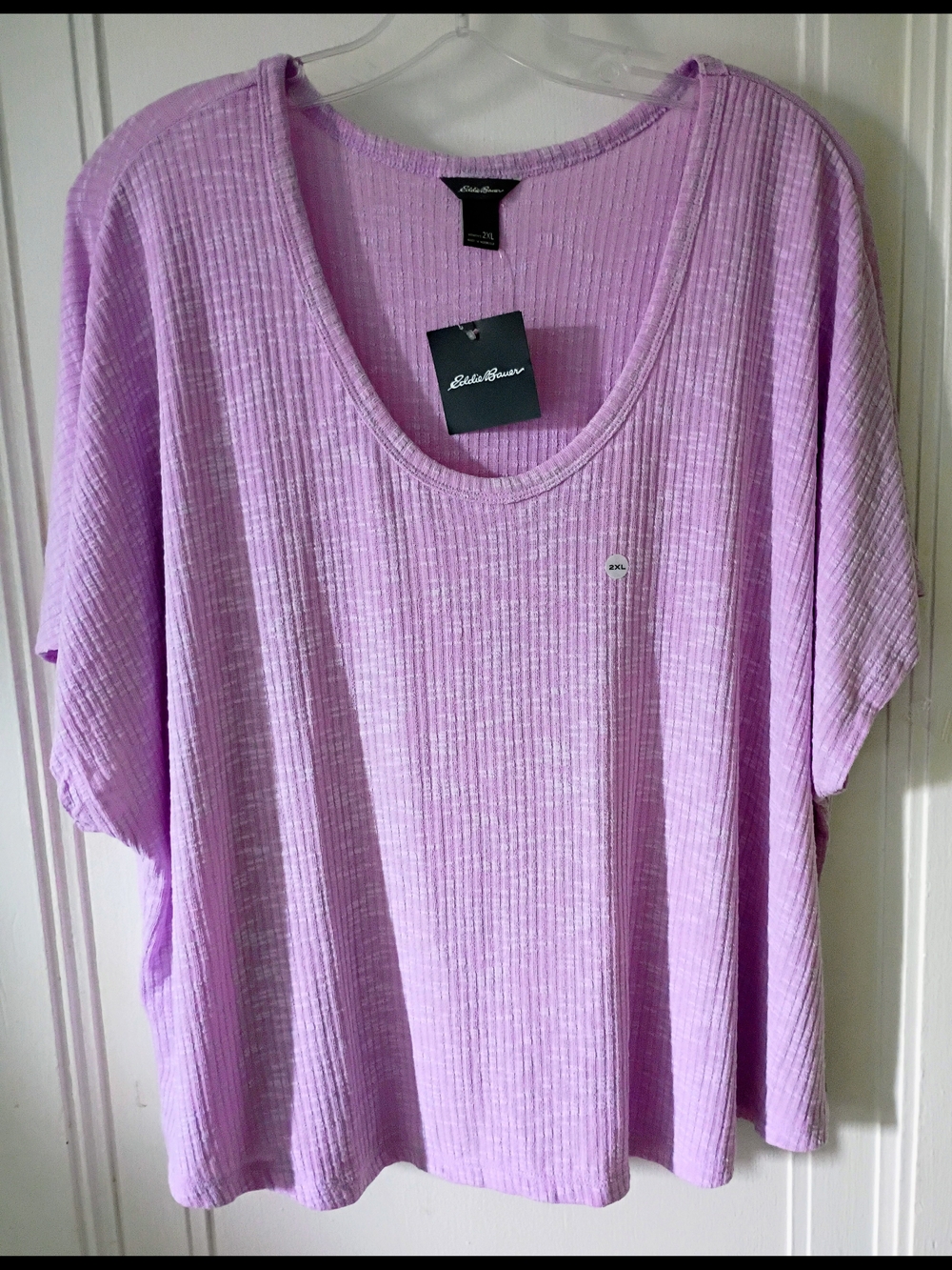 Eddie Bauer Lilac Ribbed Scoop Neck Tee